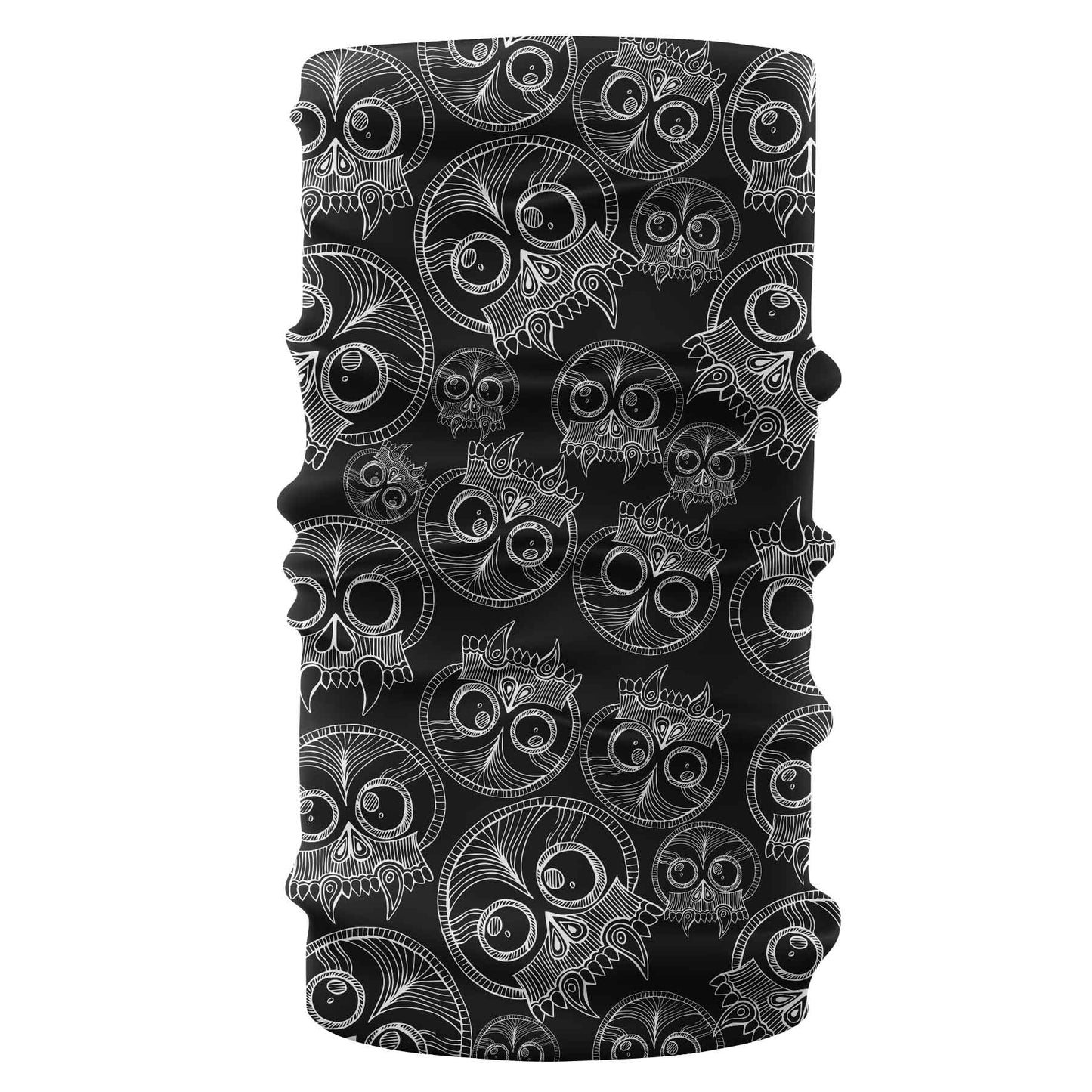 skulls bandana buff black pattern- liratech.eu