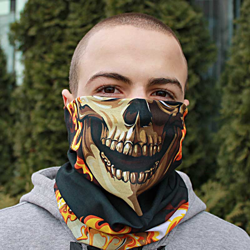 fire skull pattern bandana buff- liratech.eu