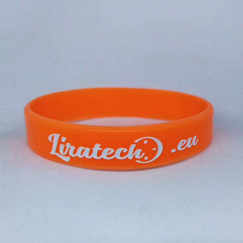 Bracelets with embossed color filled inscription on request
