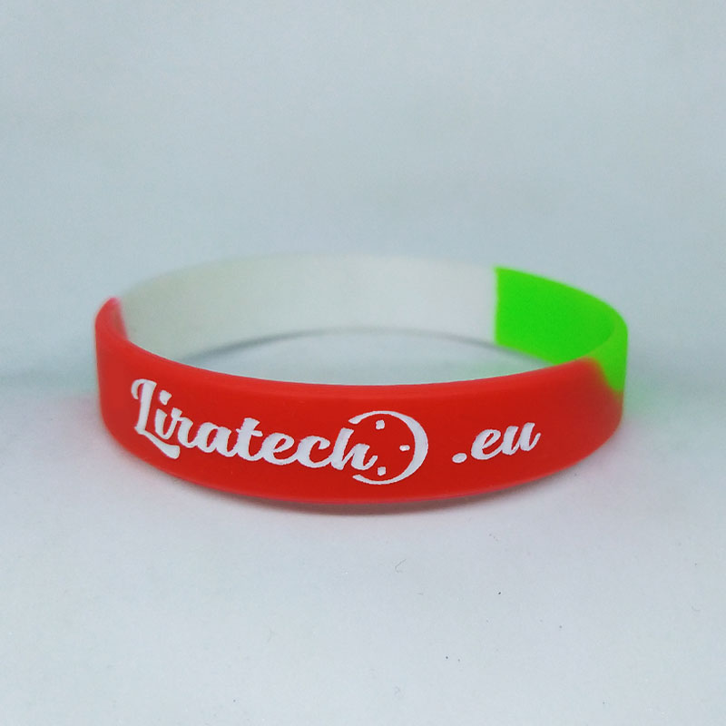 Bracelets with embossed color filled inscription on request