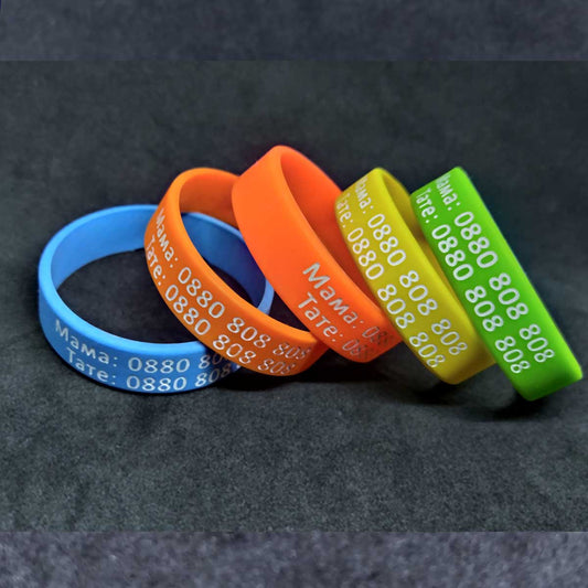 Children silicone bracelets with phone numbers custom text Liratech Europe