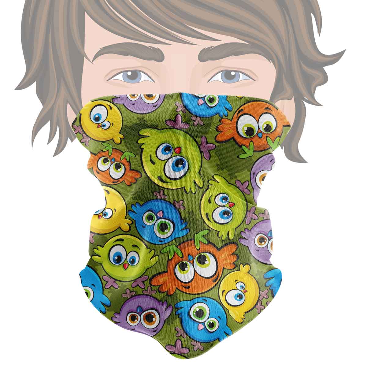 Happy bird kids bandana buff mask from liratech.eu